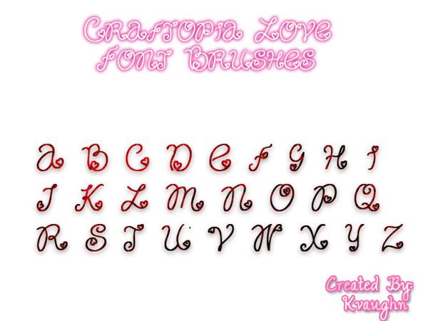Craftopia Love Font Brushes by kvaughnp3 photoshop resource collected by psd-dude.com from deviantart