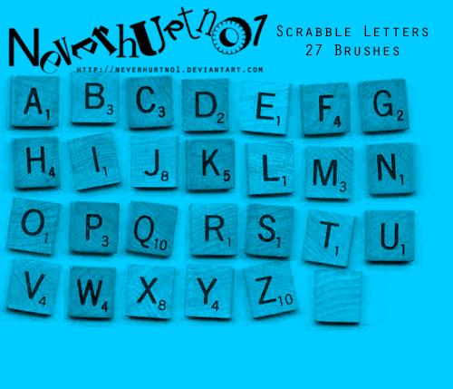 Scrabble Letters Brushes by neverhurtno1 photoshop resource collected by psd-dude.com from deviantart