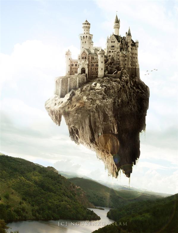 Flying Castle by nxlam1801 photoshop resource collected by psd-dude.com from deviantart