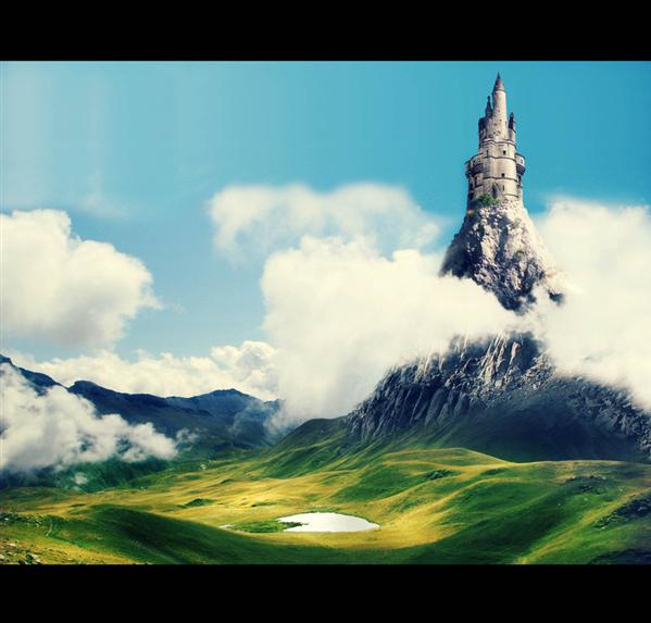 The Castle which touch the sky by ramoneuse-de-menhirs photoshop resource collected by psd-dude.com from deviantart