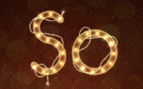 Bright rope light Photoshop text effect as Christmas decoration
