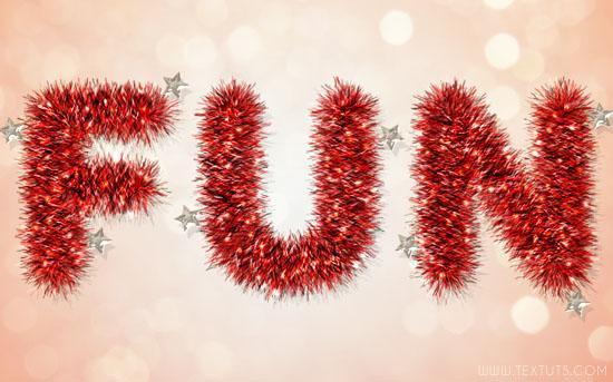 Bright Tinsel Photoshop Christmas Text Effect
