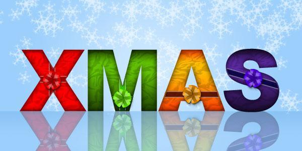 Christmas wrapped Photoshop text effect