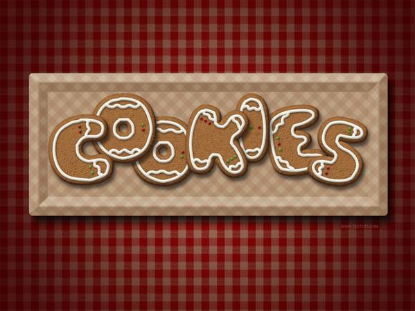 Gingerbread cookies Photoshop text effect
