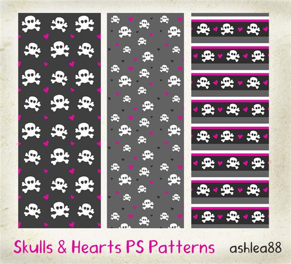 PS
Patterns Skulls and Hearts by ashzstock photoshop resource collected by psd-dude.com from deviantart