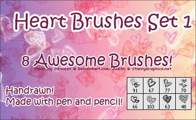 Photoshop
Heart Brushes Set 1 by d4rkest photoshop resource collected by psd-dude.com from deviantart