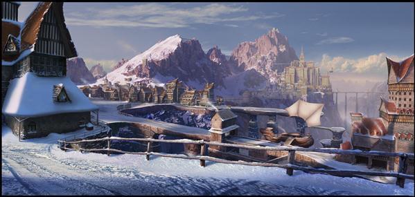Winter Town Matte Painting
