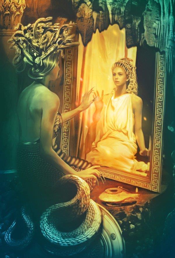 Gorgon Medusa Mirror of Memory Digital Artwork