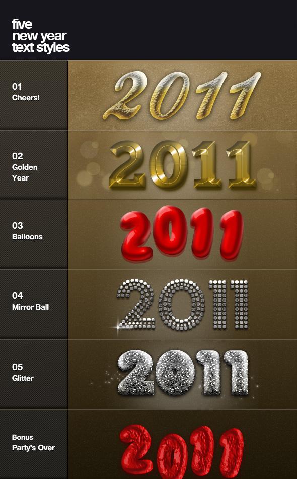 Free
 New Year text styles by chuck-freebies photoshop resource collected by psd-dude.com from deviantart