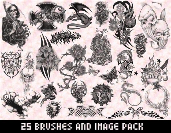 25
Tattoo Brushes Photoshop by Blackheartedwolf photoshop resource collected by psd-dude.com from deviantart