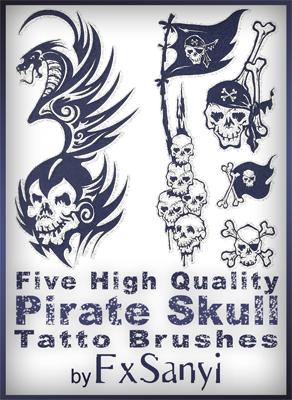 Pirate
Skull Tattoo Brushes by FxSanyi photoshop resource collected by psd-dude.com from deviantart