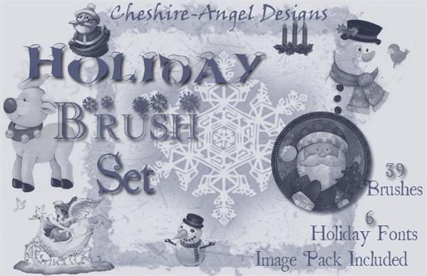 Holiday
 Brush Set by Cheshire-Angel photoshop resource collected by psd-dude.com from deviantart