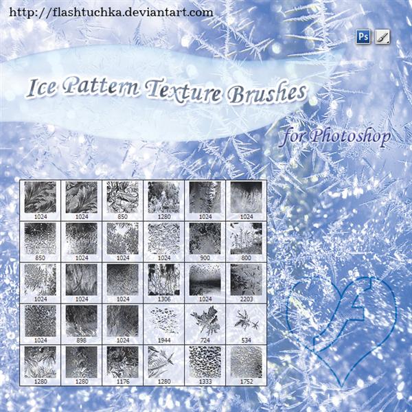 Ice
 Patterns Texture Brushes by flashtuchka photoshop resource collected by psd-dude.com from deviantart