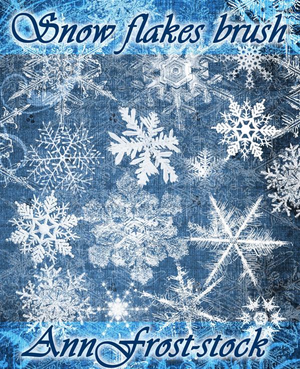 Snow
 flakes brush by AnnFrost-stock photoshop resource collected by psd-dude.com from deviantart