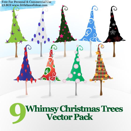 Whimsy
 Christmas Trees Vectors by littleboxofideas photoshop resource collected by psd-dude.com from deviantart