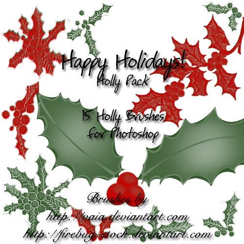Xmas
 Holly Brush Pack by firebug-stock photoshop resource collected by psd-dude.com from deviantart