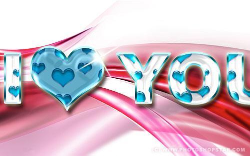 Shiny Love Text Effect with Hearts in Photoshop
