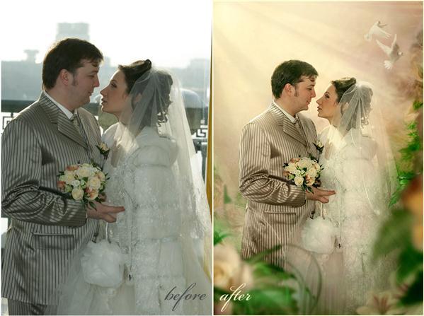 Wedding Photography before and after manipulation