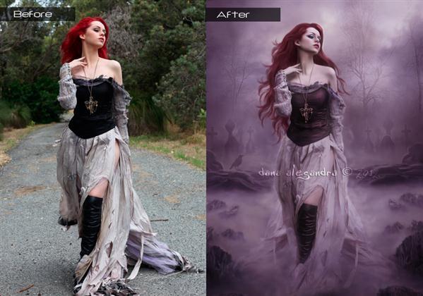 Before and After Dark Woman Manipulation