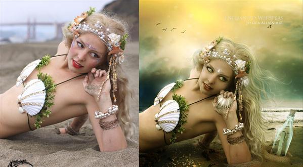 Mermaid in Photoshop Before and After