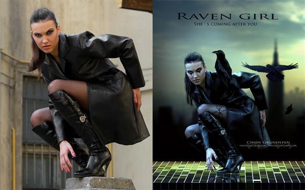 Raven Girl Before and after by Dezzan photoshop resource collected by psd-dude.com from deviantart