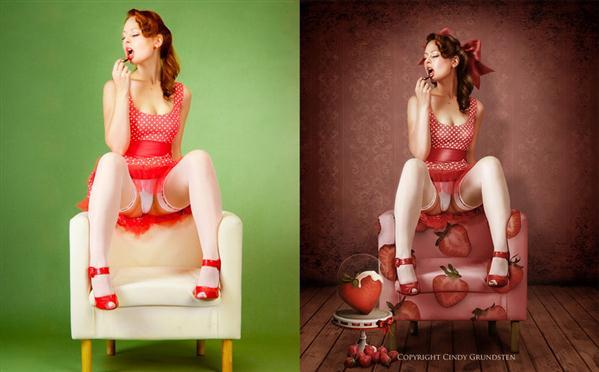 Strawberry Pinup Girl Photoshop Manipulation