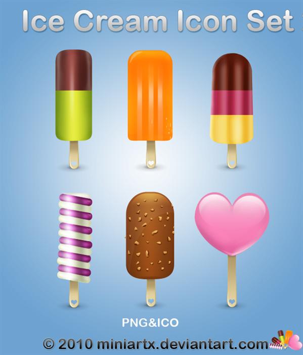 Icecream
 icon set by Miniartx photoshop resource collected by psd-dude.com from deviantart