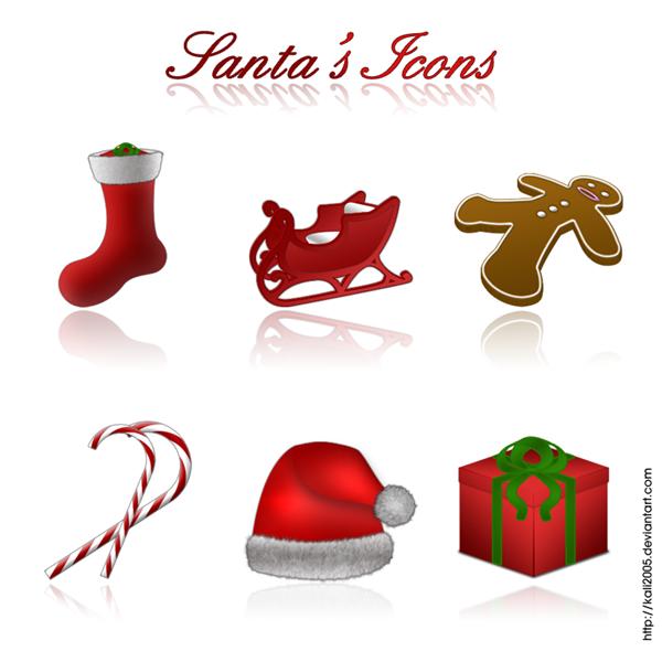 Santas
 Icons by kali2005 photoshop resource collected by psd-dude.com from deviantart