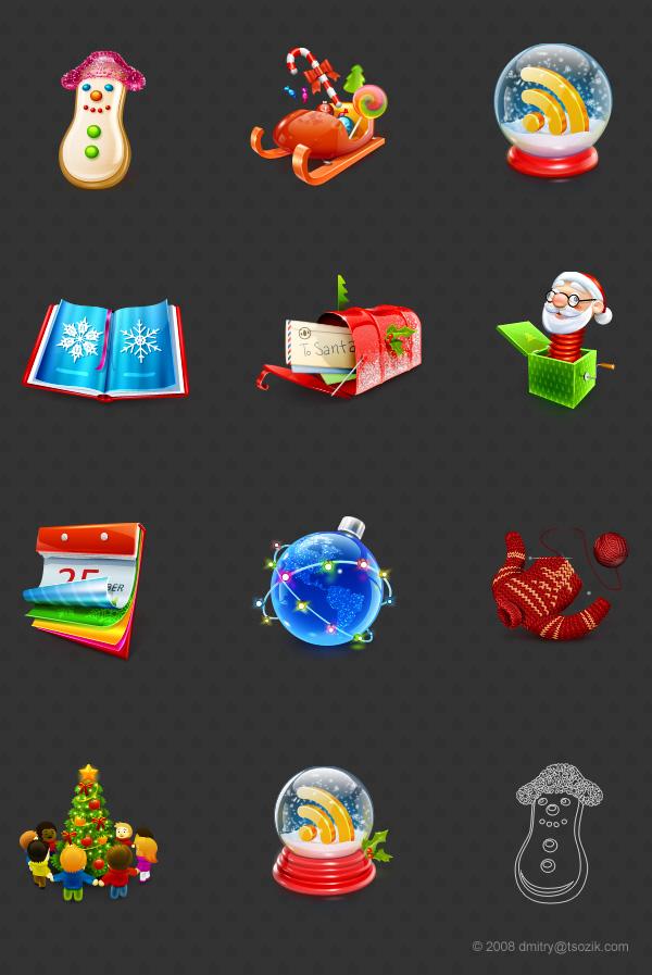 Smashing Christmas Icon Set by Dmitry Tsozik; photoshop resource collected by psd-dude.com from Behance Network