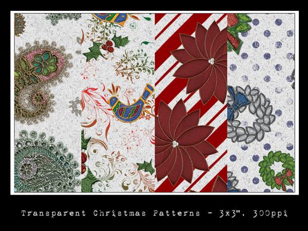 Transparent Christmas Patterns by slavetofashion69 photoshop resource collected by psd-dude.com from deviantart