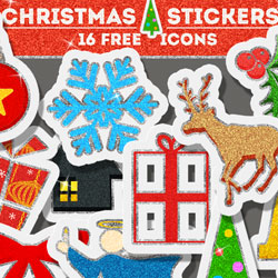 Free Christmas Glitter Sticker Icons psd-dude.com Resources