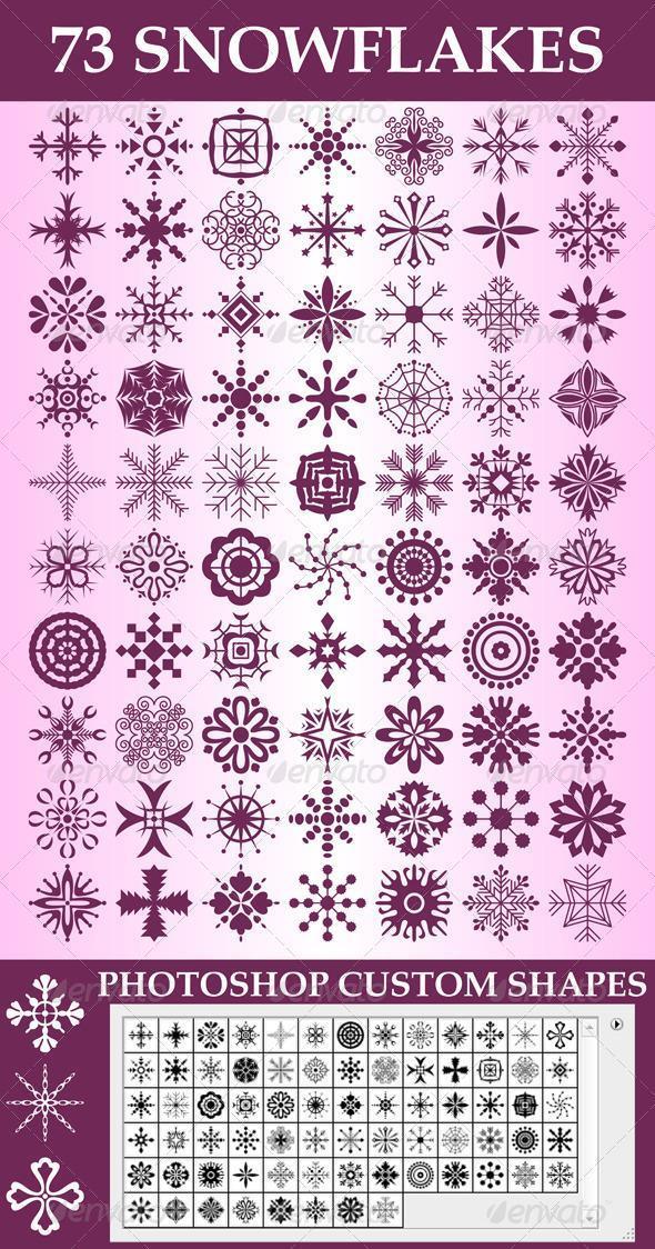 Snowflake Custom Shapes Photoshop Collection