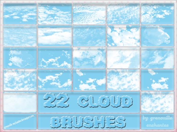 22 Cloud Brushes by grenouille-enchantee photoshop resource collected by psd-dude.com from deviantart