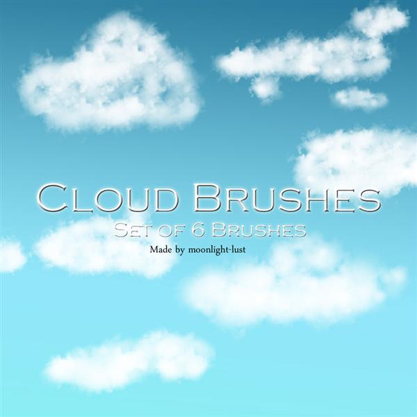 Cloud Brushes by moonlight-lust photoshop resource collected by psd-dude.com from deviantart