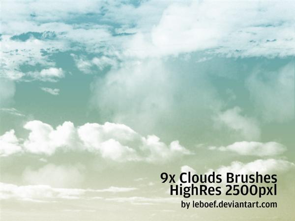 Cloud Brushes HiRes Nr2 of 5 by leboef photoshop resource collected by psd-dude.com from deviantart