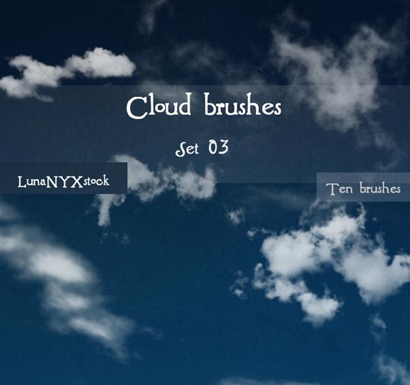 Cloud brushes set 03 by LunaNYXstock photoshop resource collected by psd-dude.com from deviantart