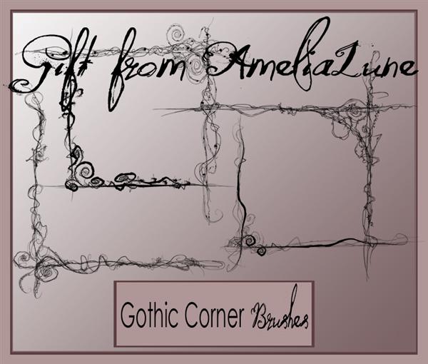 Gothic PS corner brushes by AmeliaLune photoshop resource collected by psd-dude.com from deviantart