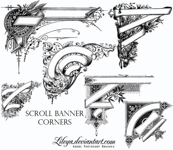 Scroll Banner Corners by Lileya photoshop resource collected by psd-dude.com from deviantart