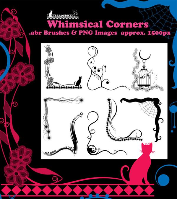 Whimsical Corner Brushes PNG by Cybrea-Stock photoshop resource collected by psd-dude.com from deviantart