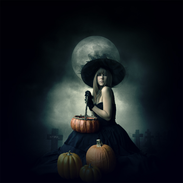 Pumpkin Witch by stardoms photoshop resource collected by psd-dude.com from deviantart