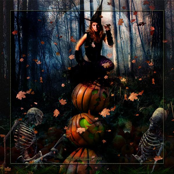 Witch in the Pumpkin Patch by Rickbw1 photoshop resource collected by psd-dude.com from deviantart