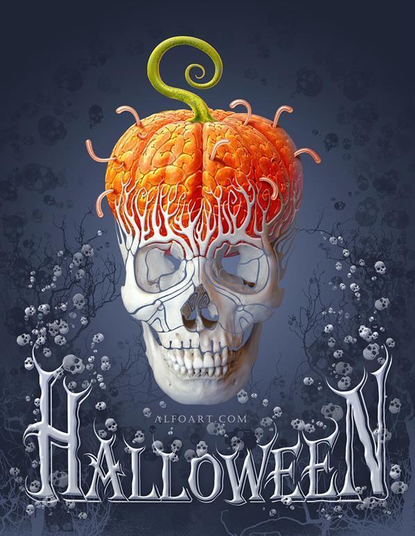 Create a Pumpkin Skull Halloween Card in Photoshop