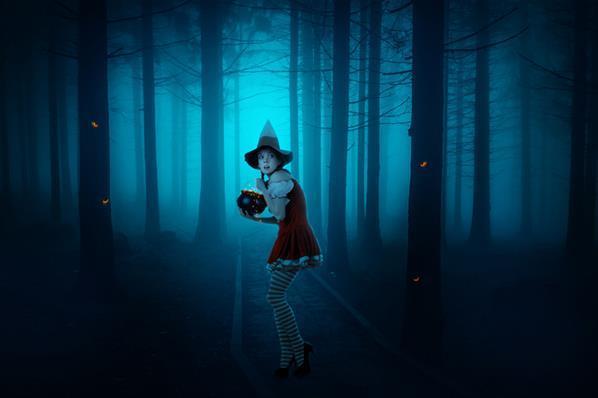 Young Witch in the Forest Dark Photoshop Manipulation Tutorial