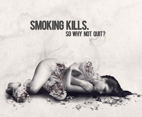 Create antismoking ad concept with disintegration effect in Photoshop