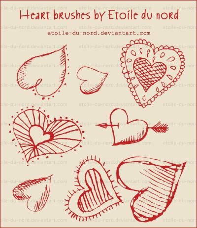 hearts
 brushes by Etoile-du-nord photoshop resource collected by psd-dude.com from deviantart