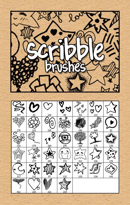 Scribble
 brushes by rayedwards photoshop resource collected by psd-dude.com from deviantart