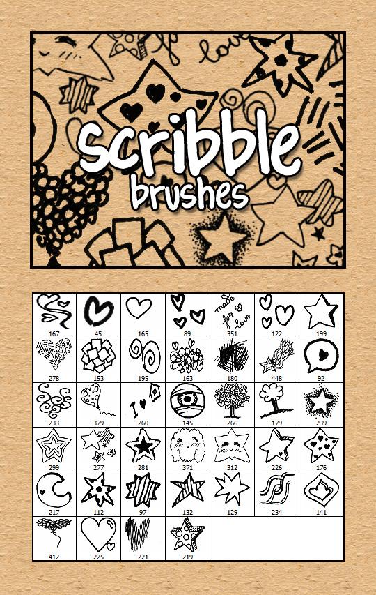 Scribble
 brushes by rayedwards photoshop resource collected by psd-dude.com from deviantart