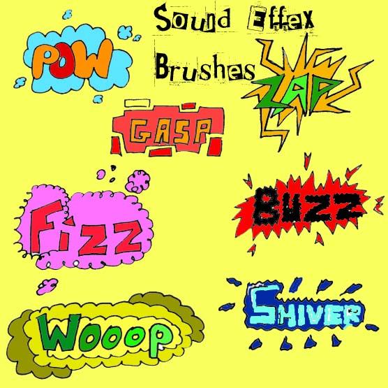 Sound
 Effects Brushes by circle--of--fire photoshop resource collected by psd-dude.com from deviantart