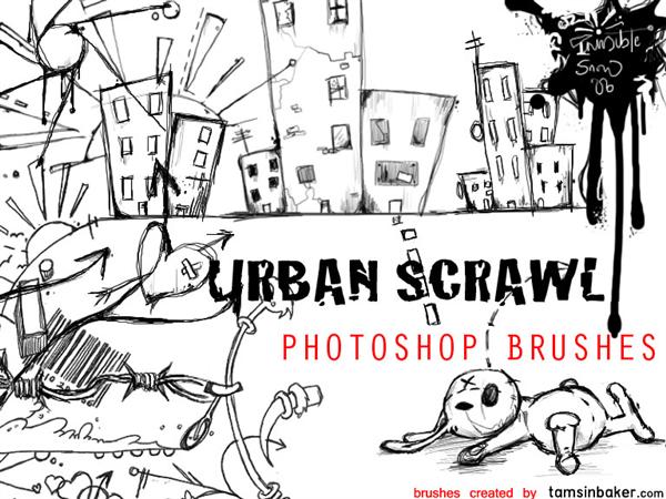 Urban
 Scrawl Photoshop Brushes by InvisibleSnow photoshop resource collected by psd-dude.com from deviantart