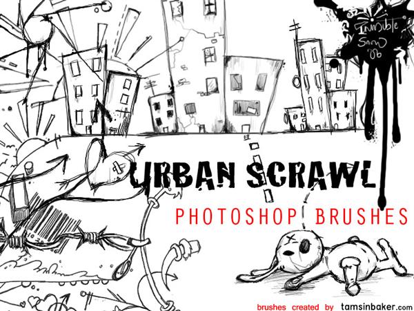 Urban
 Scrawl Photoshop Brushes by InvisibleSnow photoshop resource collected by psd-dude.com from deviantart